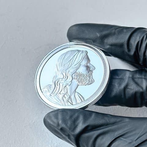 Medalha Face de Cristo - Ave Maria Latim – 1 oz / 31,1g PRATA 999