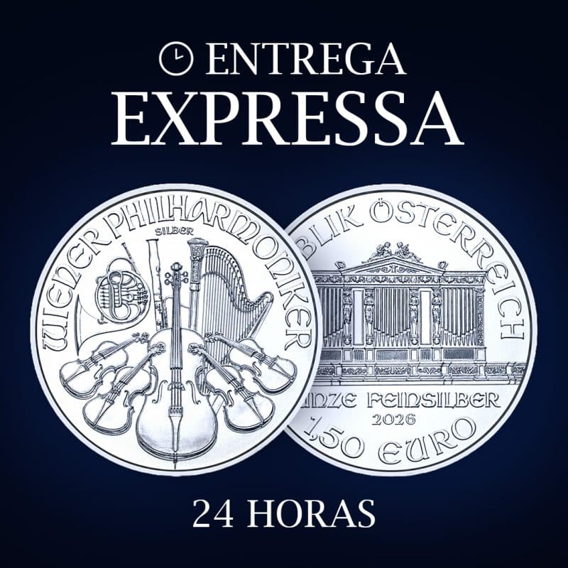 🚚⚡ Austrian Philharmonic (Ano aleatório) – 1 Oz / 31,1g Prata 999 - Entrega em 24h - Apenas São Paulo capital