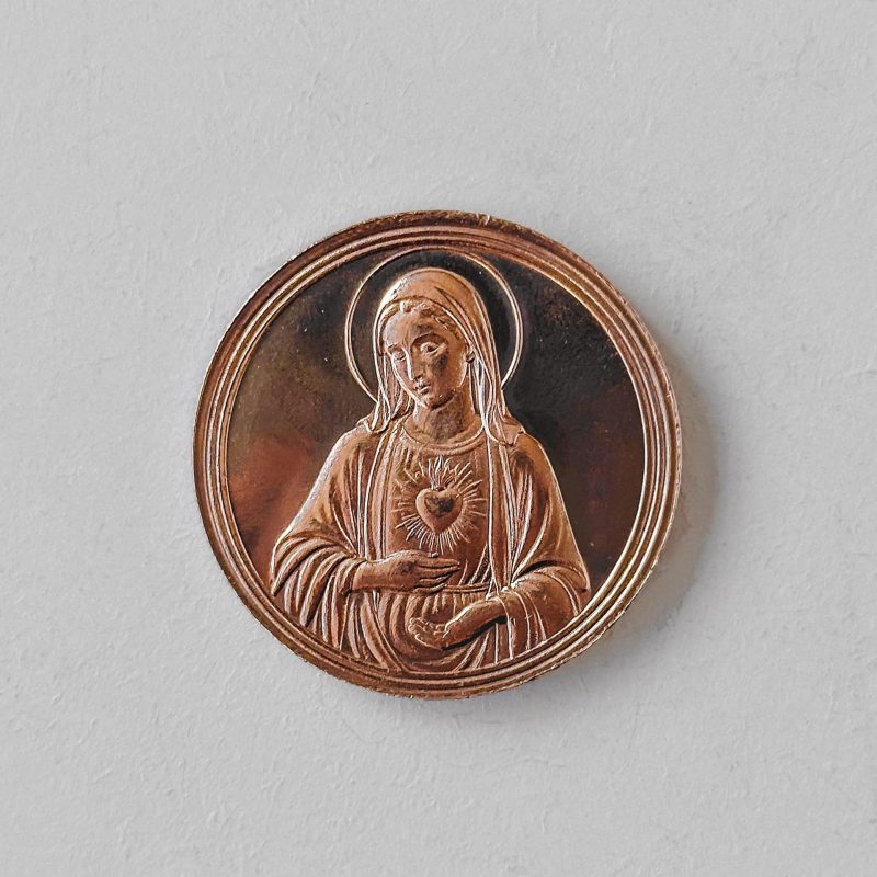 Medalha Imaculado Coração de Maria - Ave Maria Latim – 30g COBRE 999